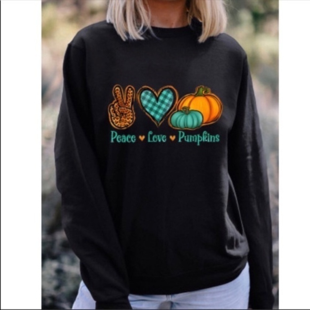 Peace love pumpkin graphic print sweatshirt - Picture 7 of 12